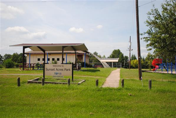 Sunset Acres Community Center picnic area and building Sunset Acres Community Center picnic area and building