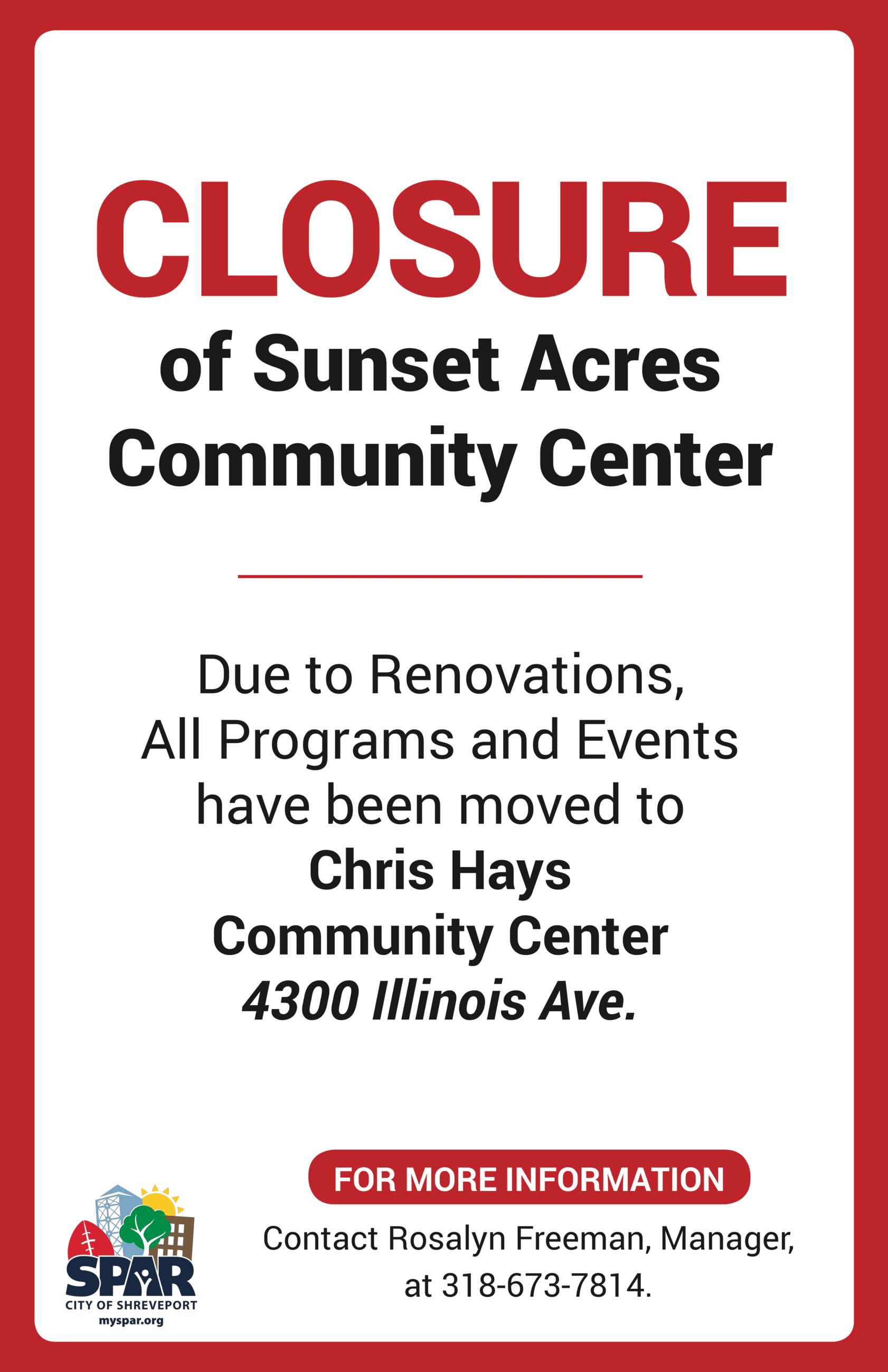 2018 11 Sunset Acres closure poster