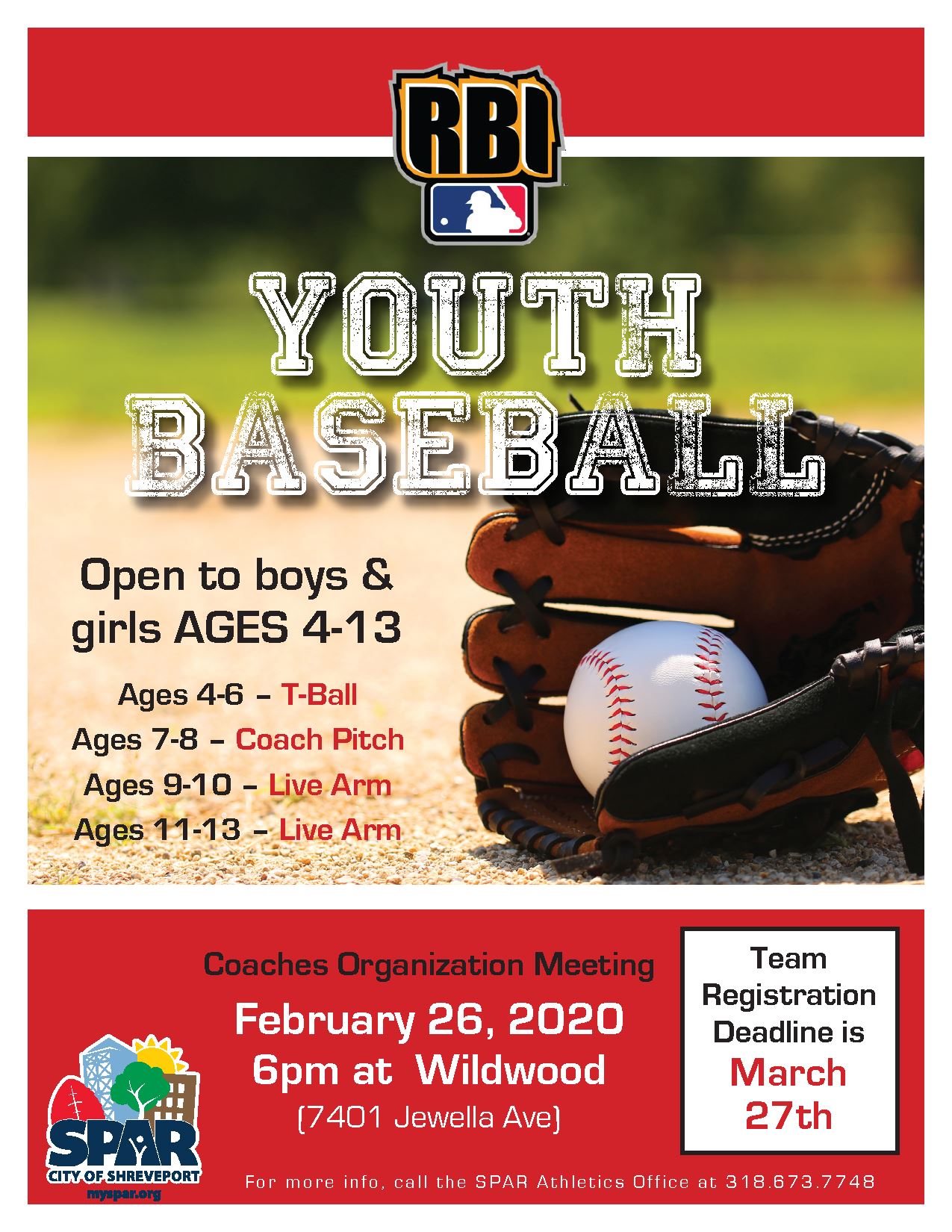 2020 RBI Youth Baseball flyer
