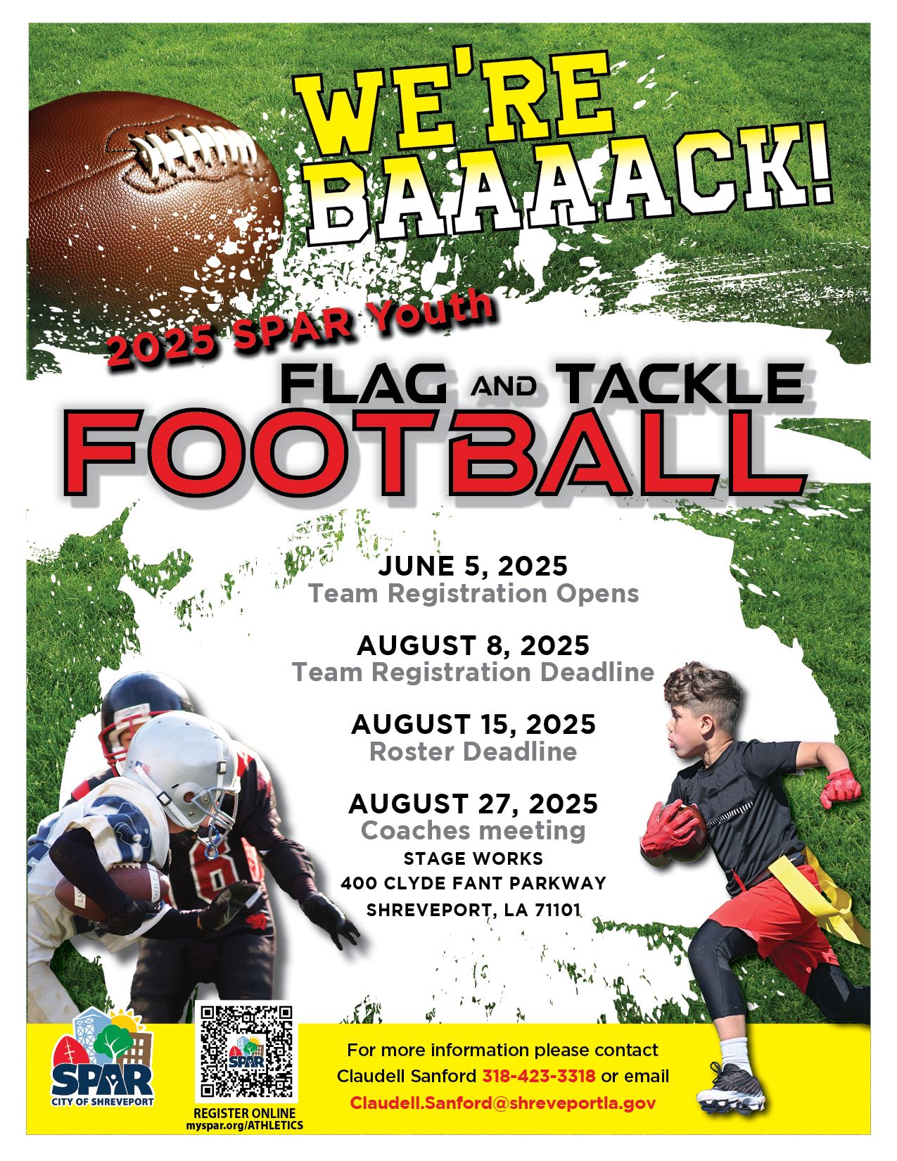 2025 Youth Flag and Tackle Football flyer