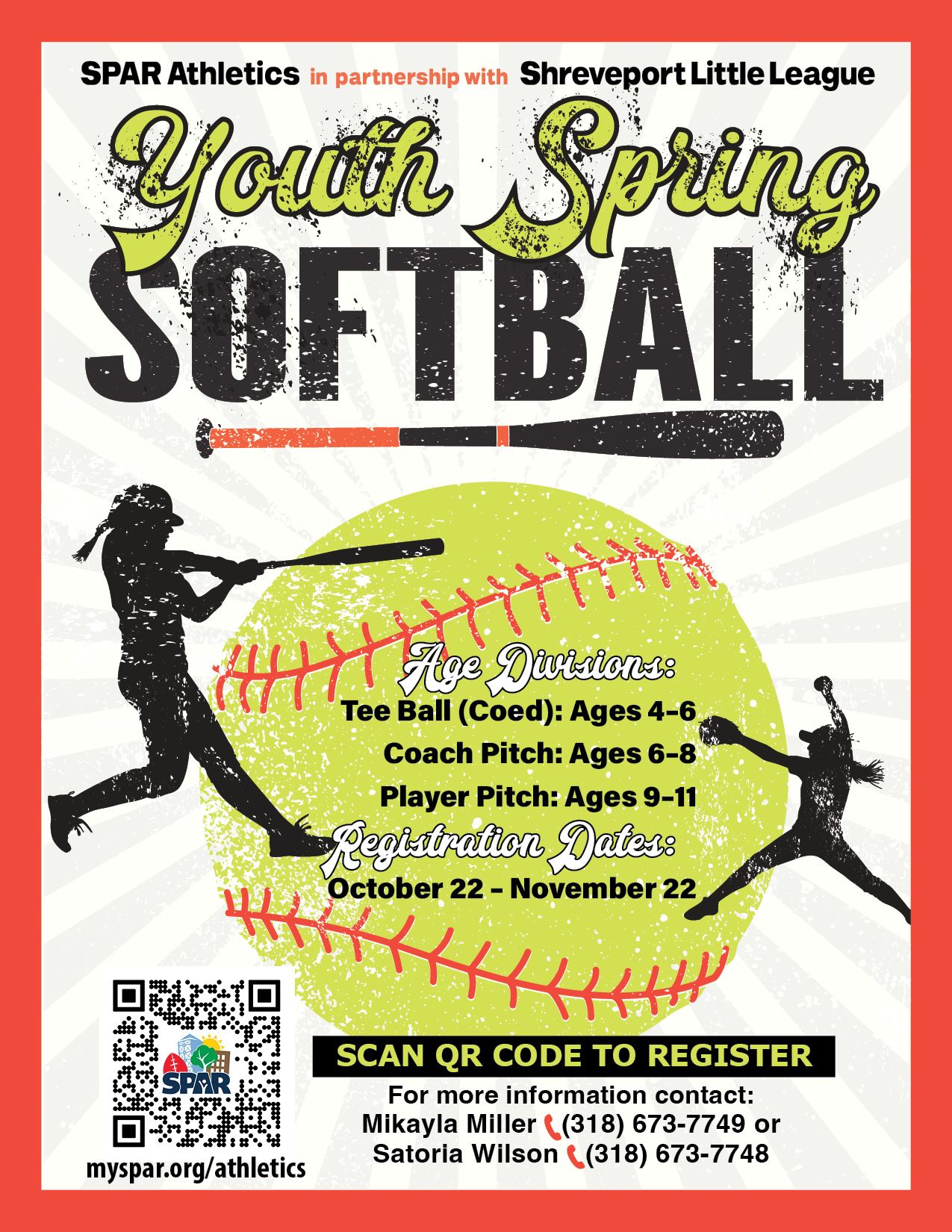 2026 Youth Spring Softball flyer