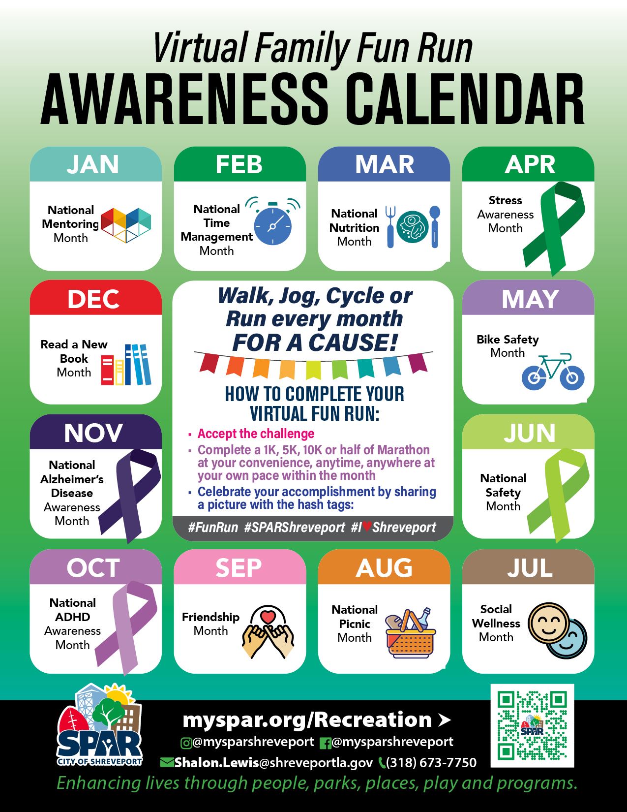 2026 SPAR Recreation Awareness Fun run schedule flyer