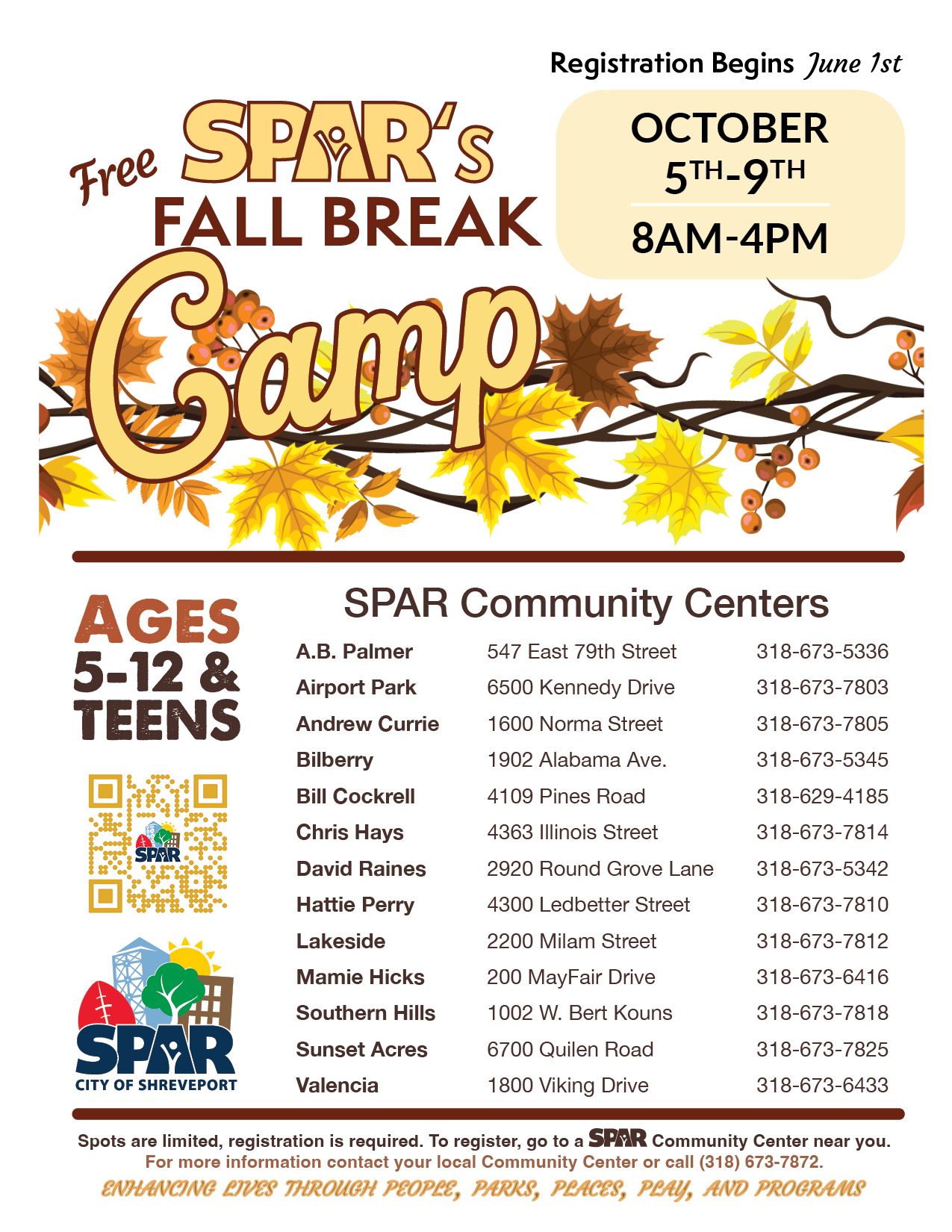 2026 10 Fall Break Camp flyer